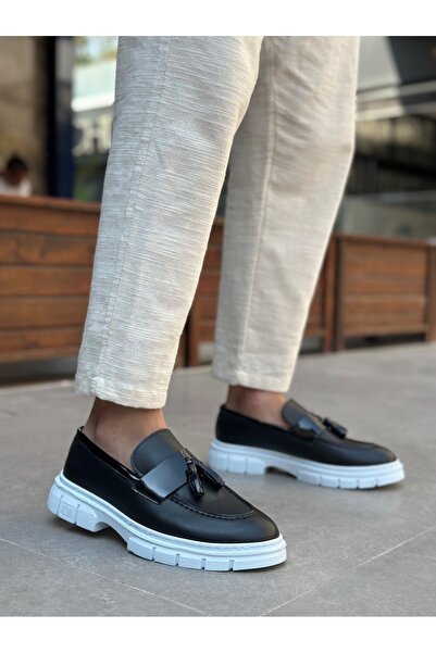 BOA Ba0240 High Sole Classic Shiny Tasseled Black Men's Shoes