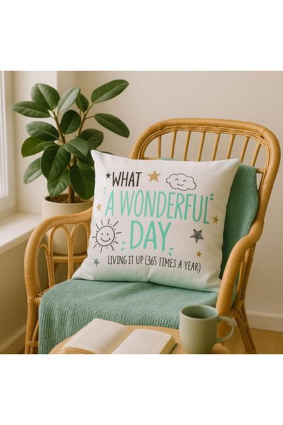 Nekupto Decorative Pillow - "what A Wonderful Day", 30x30 Cm, Cotton