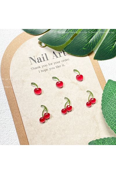 Choice 10pcs 10pc Cute Cherry Nail Art Accessories Parts 3D Mini Single Double Cherry Resin Nail Charms Jew