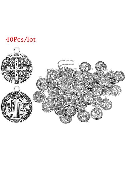 Choice 40Pcs Saint Benedict Medallion Charms Jesus Cross Catholic San Benito Pendants For Handmade DIY Reli
