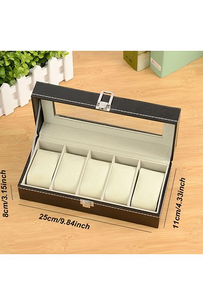 Choice PU Beige 5 WellZone Fashion Style 5/6/10/12 Positions Black Carbon Fiber Pattern Display Jewelry Sto