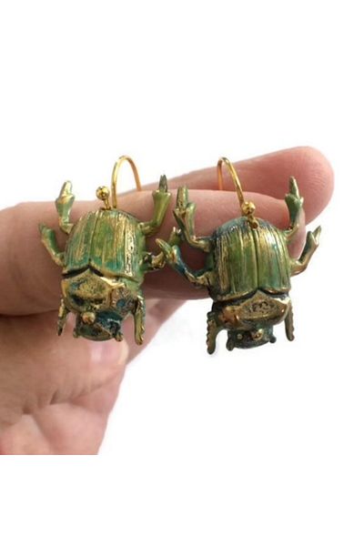 Choice E1830-2 Vintage Green Beetles Earrings New Classic Design Insect For Woman Pendant Accessories