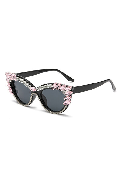 Choice pictures show light pink black New Personality Fashion Cat Eye Colorful Big Diamond Glasses Droplet