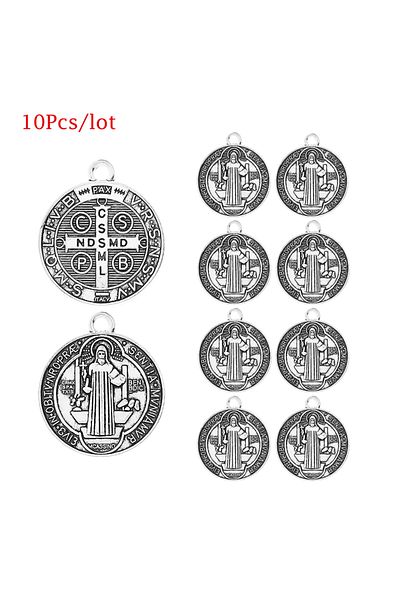 Choice 10Pcs Saint Benedict Medallion Charms Jesus Cross Catholic San Benito Pendants For Handmade DIY Reli