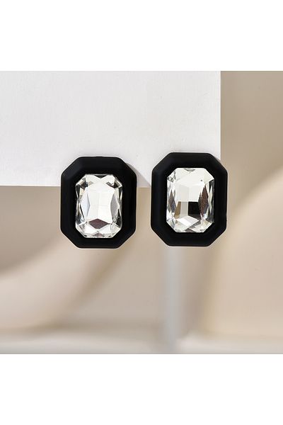 Choice BLACK Luxury Design Sparkly Glass Y2k Bridal Charm Stud Earrings For Women 2024 Trendy Unusual Penda