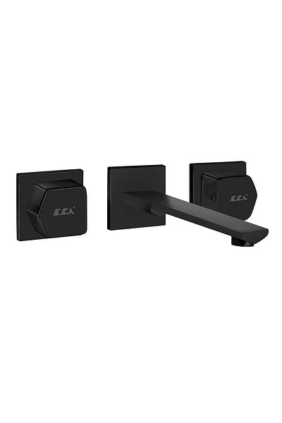 Eca Royal Built-In Sink Faucet Wall Mounted 3 Hole Straight Outlet Matte Black