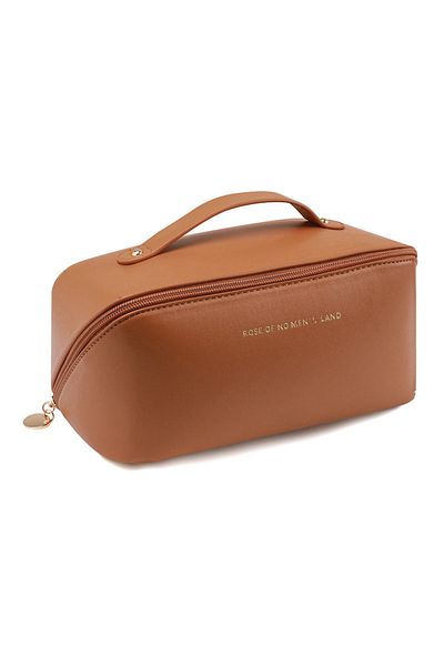 Choice Brown PU Fashion and Convenient Makeup Bag, Travel Storage Bag, Large Capacity Toilet Bag, Hand Boos