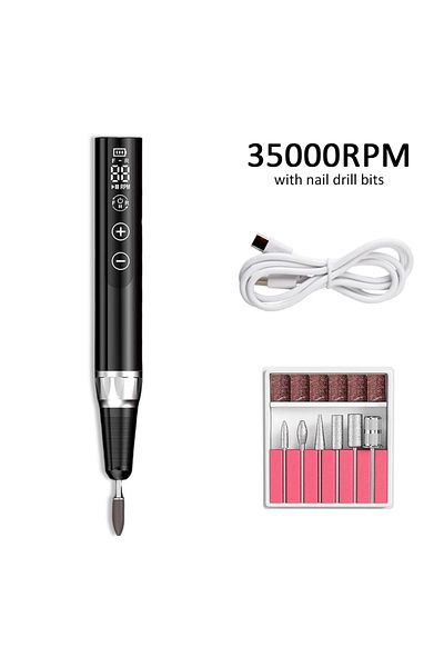 Choice Black Set NEW 35000RPM Nail Drill Machine Cordless Electric Nail Sander Professional Manicure Machin