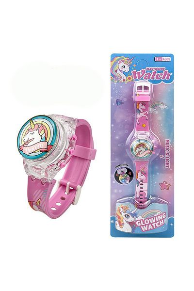 Choice DJS-C Creative Gyro Turntable Unicorn Kids Watches for Girls Students Light up Watch Colorful Light