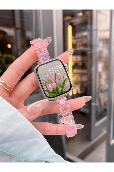 Choice 38 40 41 42mm(S10) pink Women Slim Transparent Laser Strap for Apple Watch Band 42mm 46 49 45 40 44