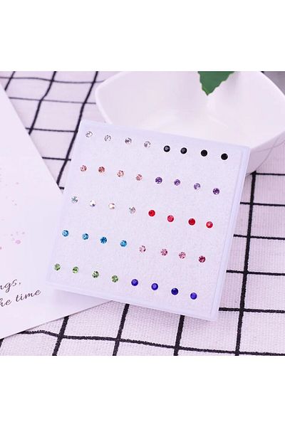 Choice 2mm 20 Pairs Of Random Delicate Simple And Small Colorful Rhinestones Wild Small Fresh Stud Earrings