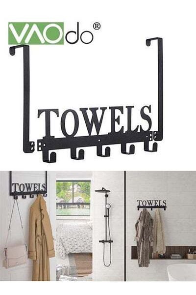 VAODO Door Hook Bathroom Towel Hook Office Clothes Bag Hook Super Load-bearing 5 Hooks Suitable