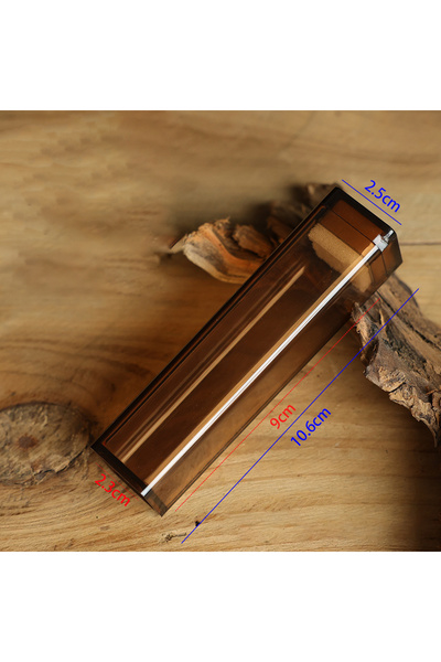 Choice حافظة أعواد أسنان بلاستيكية محمولة على شكل حرف B باللون البني - حامل أعواد أسنان شفاف للسفر في الهواء الطلق والمطبخ