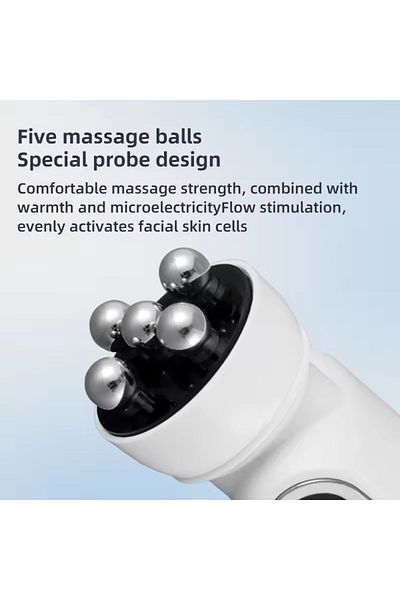 Choice Blue EMS Heated Facial Roller Massager LED Phototherapy Rotary Massage Heating Introduction For Fine