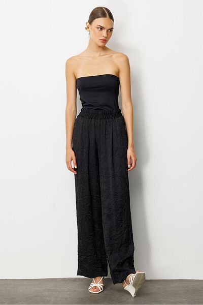 Moda İlgi Modailgi Elastic Waist Side Pocket Pleated Detailed Trousers - 15052 Black