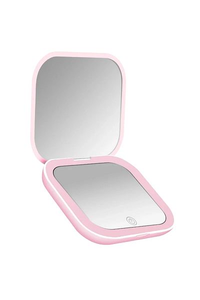 Choice Pink Compact Small Mini Gift Vanity Table Folding Led Lights Portable Hand Held Pocket Makeup Mirror