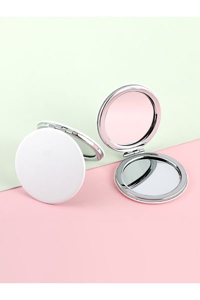 Choice 0079-RO-WH 1PC white pu square double sided folding makeup mirror with 2x magnification HD glass per