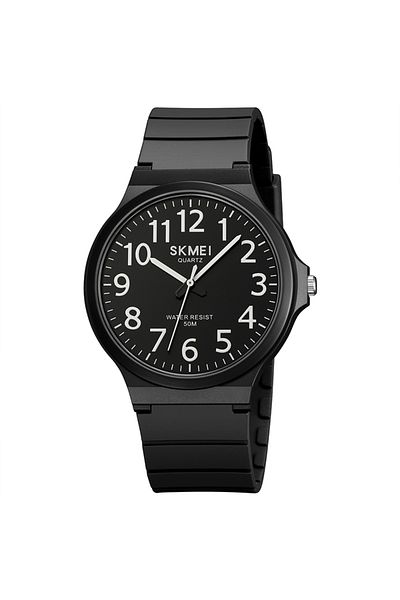 Skmei Black Black Number Fashion Tpu Strap 3bar Waterproof Watches New Style Casual Quartz Wristwatc