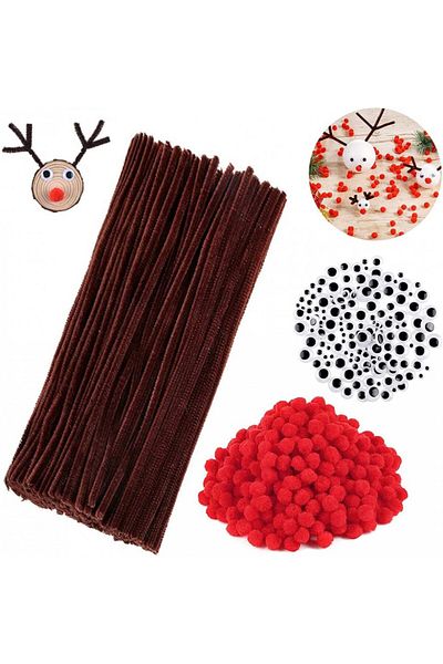 HIQE FL 450-piece reindeer craft set HIQE-FL, PP/metal/textile, multicolor