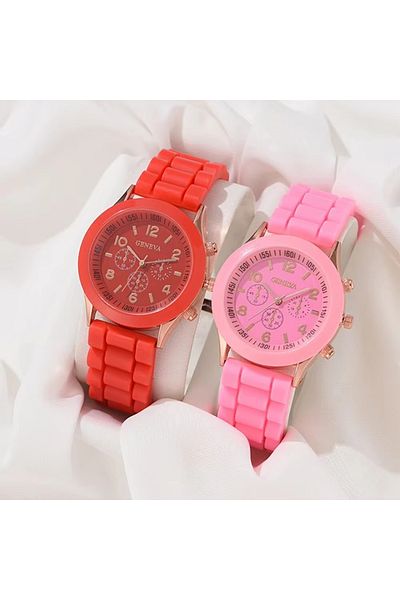 Choice HFS 2Pcs Luxury Women's Watch Set Fashion Luxury Elegant Alloy Wristwatch Silicone Strap Couple Watc