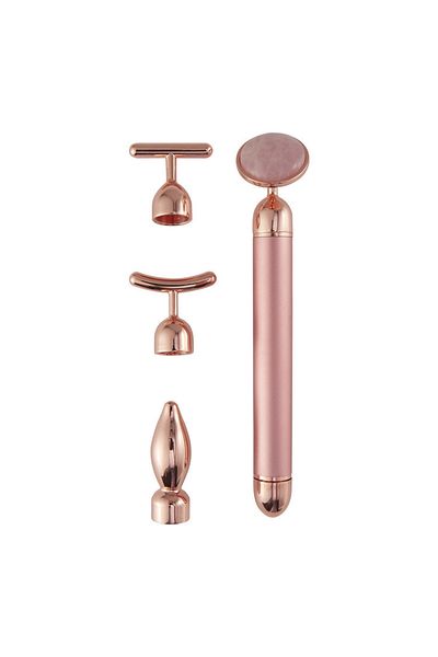 Choice Rose pink 4 in 1 Vibrating Rose Quartz Roller Face Roller Eye Massager Jade Roller T/V Shaped Face L