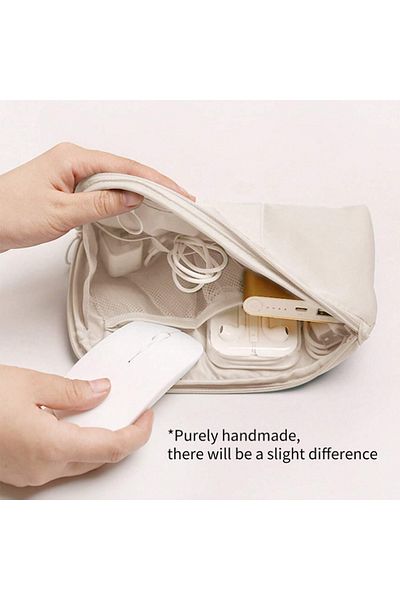 Choice Beige NEW Simple Cosmetic Bag Portable Multi-function Data Cable Storage Bag Travel Mobile Digital D