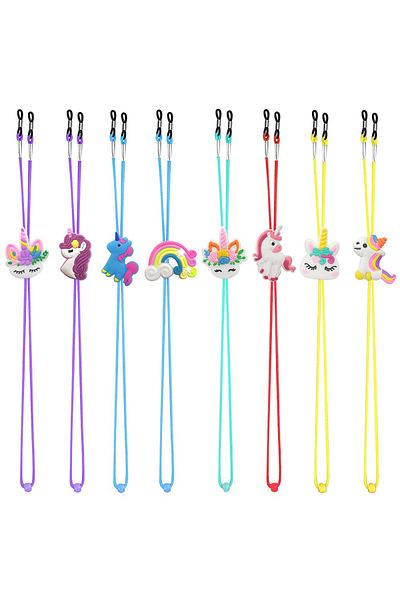 Choice MULTI 8PCS Kids Glasses Strap Unicorn Rainbow Adjuster Stretchy Eyeglass Strap for Girls Boys