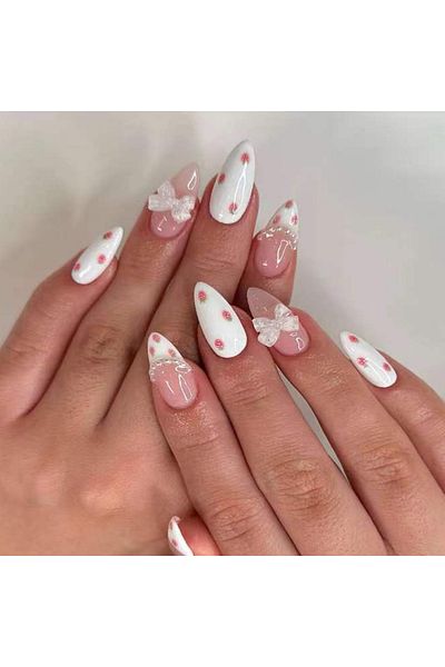 Choice PURPLE ARTAUG 24PCS Short Press On Nails Square Colorful Flower Graffiti Nails Press On Nails Love D