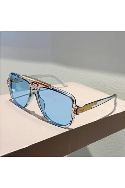 Choice as picture shows clear-blue KAMMPT Vintage Pilot Sunglasses Men 2025 New Fashion Double Bridge Casua