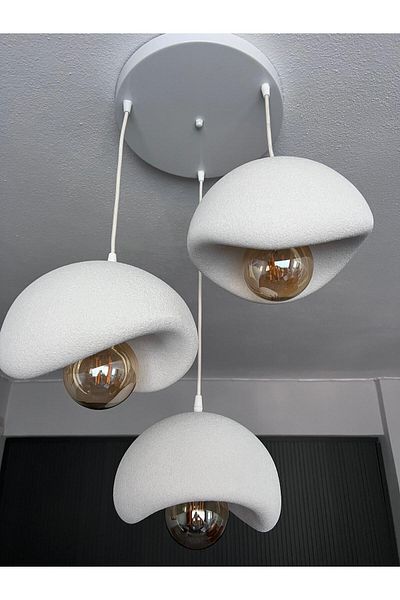 EDESİNG Moon Light Evo 3-Piece Pendant Lamp Chandelier Rustic E27 Modern Chandelier Bohemian Concrete Appearance