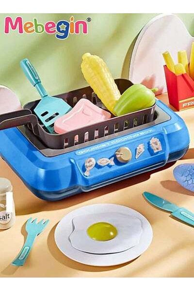 MEBEGIN 20Pcs Kids Play Kitchen Kit for Kids Play Food Set with Induction Stove and Rich Kitchen Accessories
