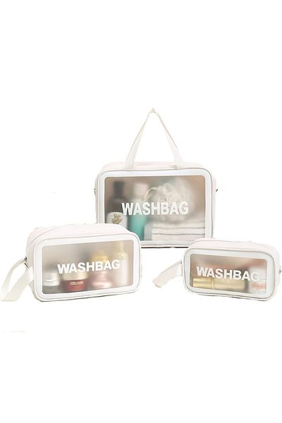 Choice white 3PCS/SET PVC Waterproof Transparent Cosmetic Bag Wash Bath Storage Bag Travel Multi-function S