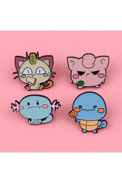 Miniso Imitation Rhodium Plated Anime Pikachu Enamel Pin Cute Psyduck Snorlax Brooches Woman Men Backpack A