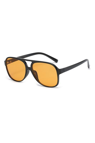 Choice No Polarized black orange Retro Polarized Sunglasses for Womens Mens Large Frame Classic 70s Vintage