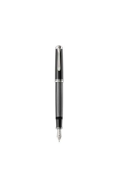 Pelikan Souveran M605 Stresemann F Fountain Pen, Material Resin, Color Anthracite/Stripes, Gold Plated