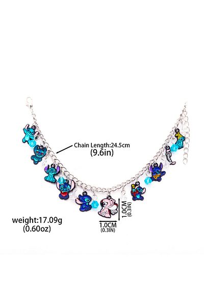 Miniso B00207-02 Disney Stitch And Angel Bracelet Star And Stitch Cartoon Character Heart Shaped Crystal Be