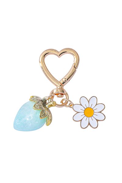 Choice D ZAKOL Fresh Strawberry Pendant Keychain Flower Charm Keyrings Ornament Backpack Wallet Pendants G.