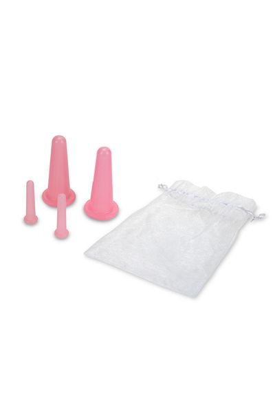 Choice Pink 4 Pcs Silicone Facial Cupping Set Vacuum Massage Cup Kit Natural Silicone Facial Massage Cup A