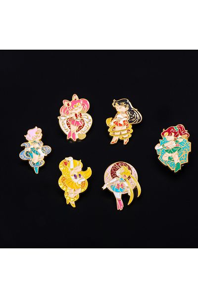 Miniso X00625-0123456 11 pcs Fashion Anime Brooch Cartoon personality Tsukino Usagi Enamel Pins Badge Brooc