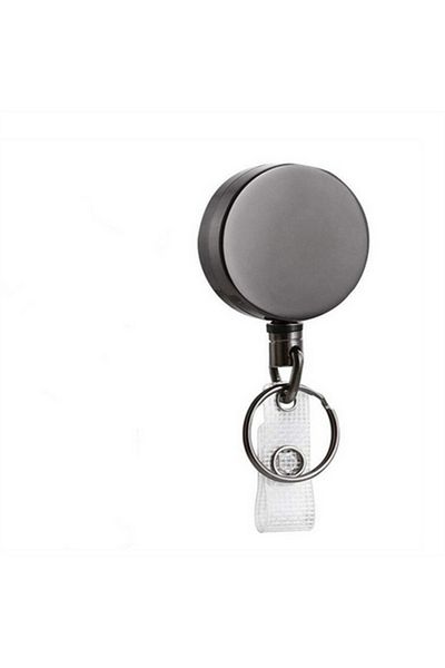 Choice Black Retractable Metal Wire Keychain Pull Badge Reel ID Lanyard Name Tag Card Badge Easy-to-pull Bu