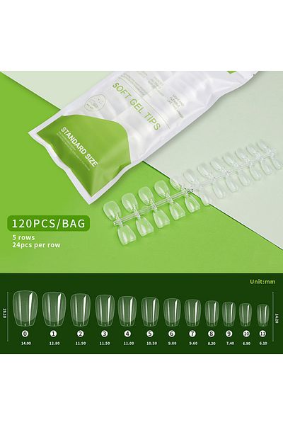 Choice 120pcs 06 120pcs/bag Ballet False Nail Fully Transparent Acrylic Nails Set Press on Nails Tips Mixed