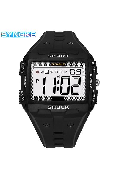 Choice black SYNOKE New For Men Sports Electronic Watch Waterproof Night Glow Large Screen Square Outdoor R