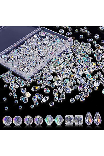 Choice1 300 قطعة - أحجام مختلطة من خرز الكريستال الزجاجي الهندسي الشفاف 300 ق...