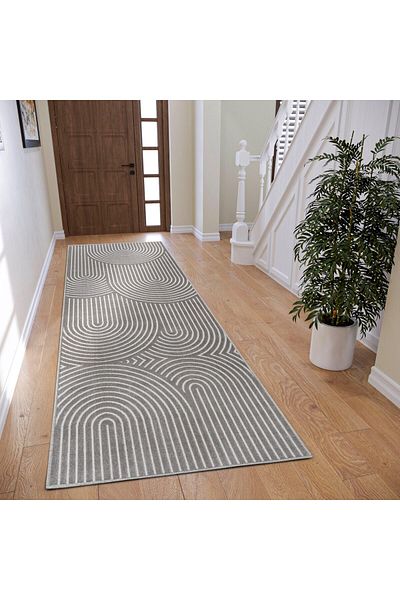 luna home Sibiu Faron thin cotton rug, Scandinavian design gray, 80x200 cm