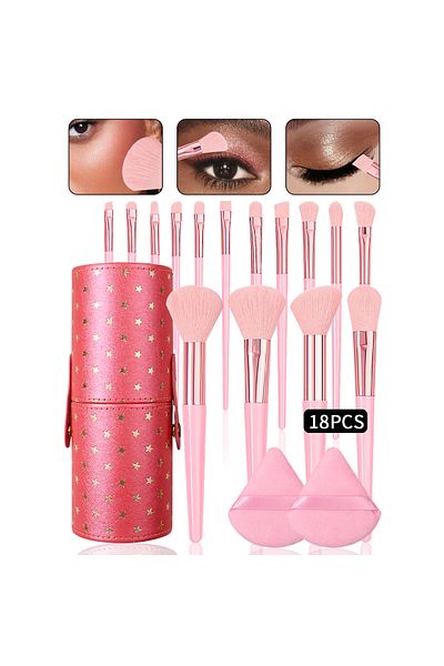 Choice Pink professional makeup brush set, super soft brush, desktop dust cover, storage bucket, triangular