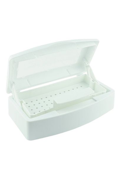Choice WHITE Nail Art Tool Sterilizer Tray, Clean Sterilizing Box Storage Organizer for Tweezers, Cuticle N