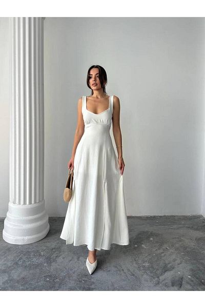 MAXMOOR Tulip Midi Dress - White