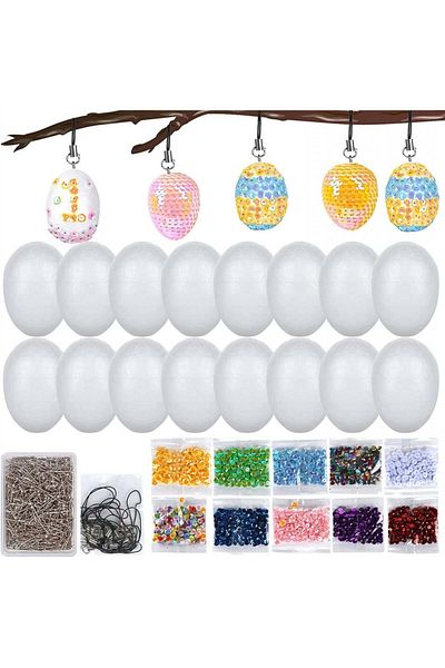 Akoemxeeo 16-egg creative set with decorating accessories, plastic, multicolor, 4.5 x 6 cm