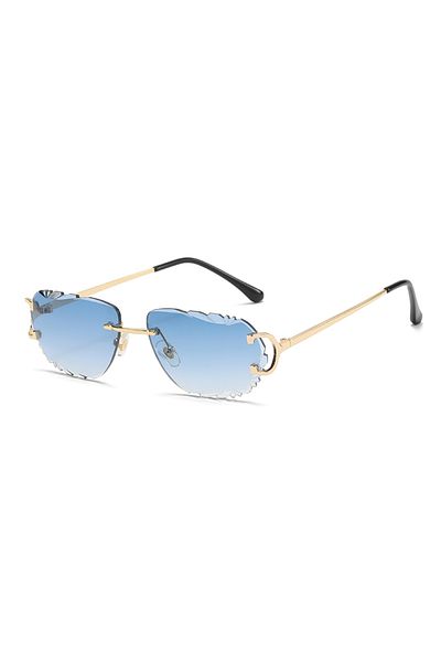 Choice BLUE C3 Retro Sunglasses For Men And Women High-End Frameless Fashion UV400 Irregular Cut Lenses Wom