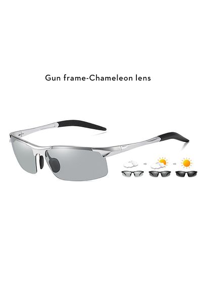 Choice silver frame LIOUMO Fashion Pilot Photochromic Sunglasses Polarized Men All-weather Anti-glare Drivi